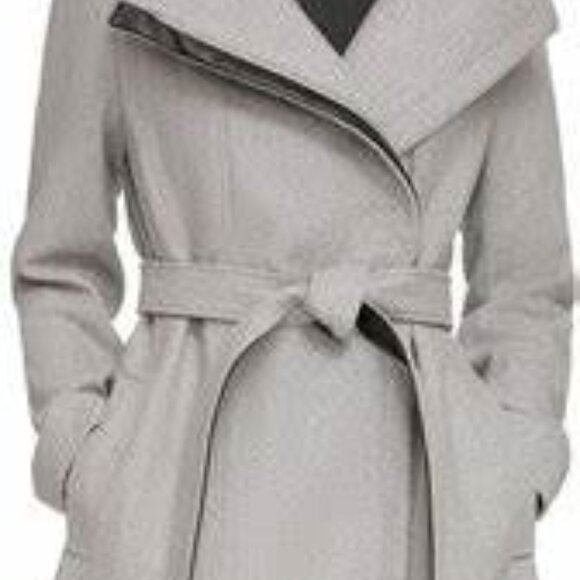 Nwt DKNY Asymmetrical Belted Funnel-Neck Wool Blend Black Coat Women Size Small - Picture 11 of 11